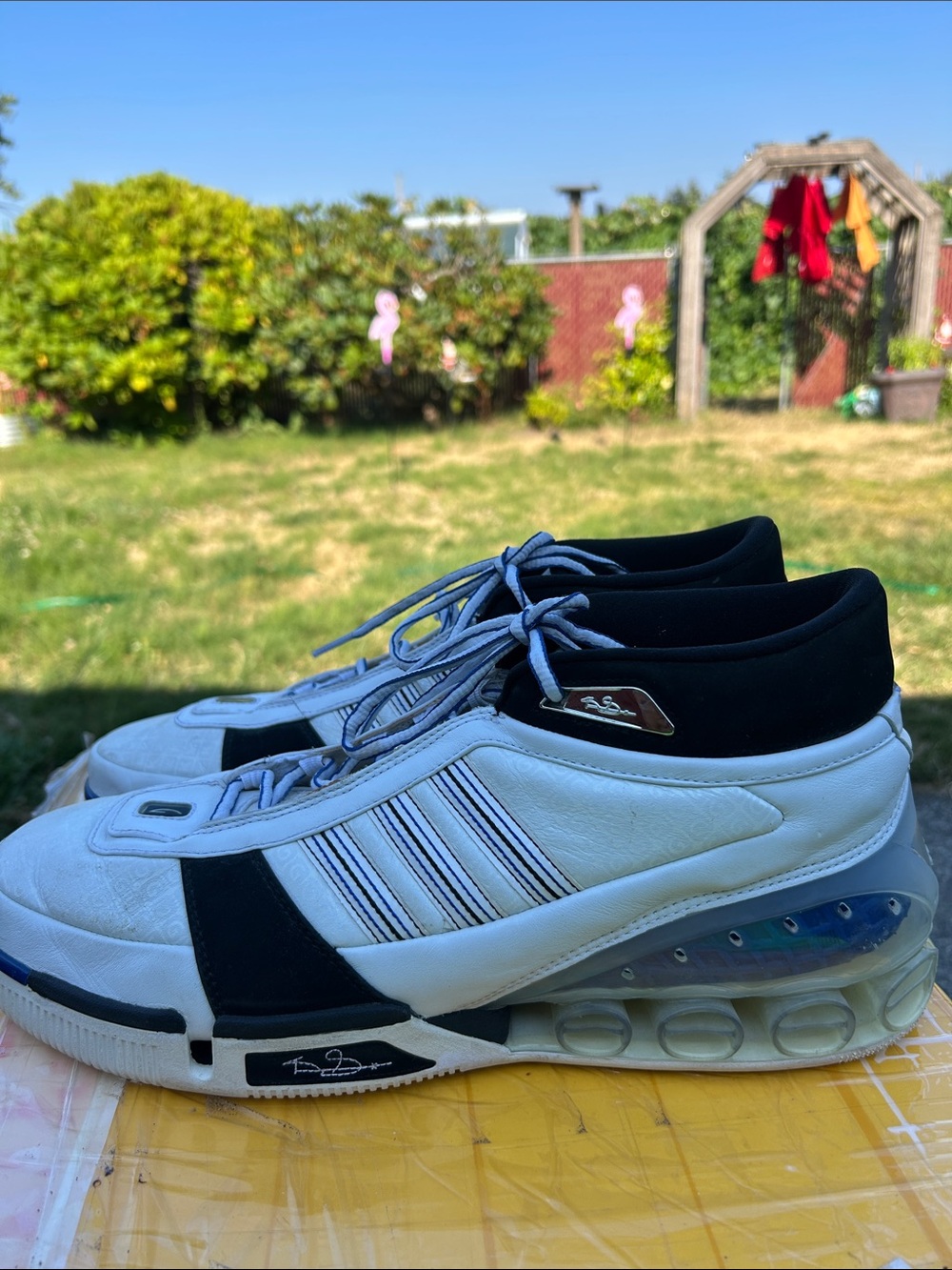 Adidas White and Black Athletic Sneakers with Clear Bubble Sole Size 13.5